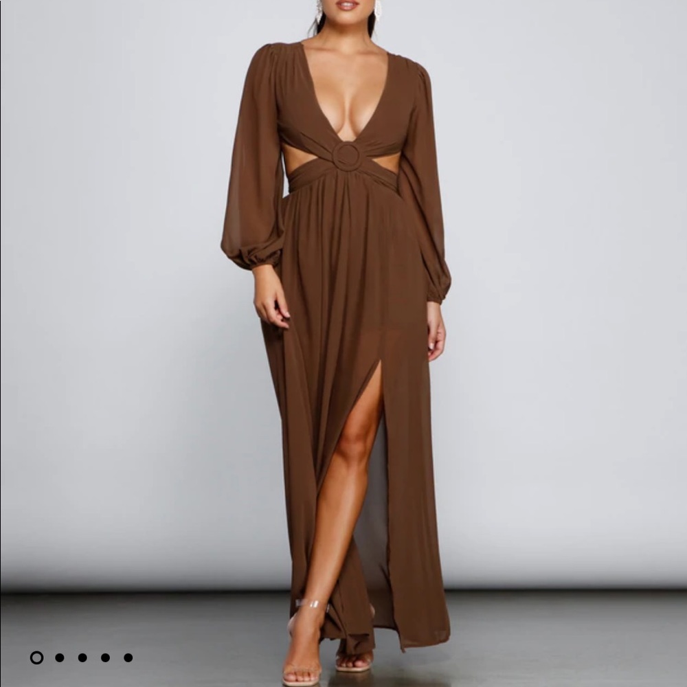 New Heights Chiffon Cutout Maxi Dress